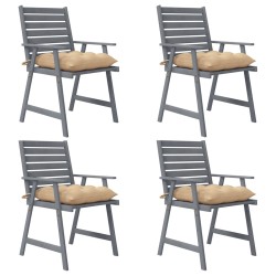 vidaXL Sillas de comedor jardín con cojines 4 uds madera maciza acacia