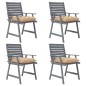 vidaXL Sillas de comedor jardín con cojines 4 uds madera maciza acacia vidaXL Sillas de comedor jardín con cojines 4 uds madera maciza acacia