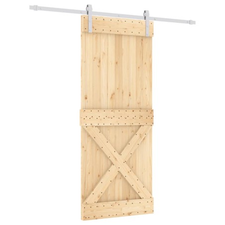 vidaXL Puerta corredera con herrajes madera maciza de pino 85x210 cm