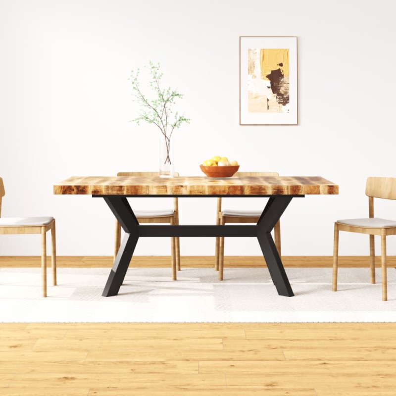 vidaXL Mesa de comedor madera maciza de mango y cruz de acero 180 cm vidaXL Mesa de comedor madera maciza de mango y cruz de acero 180 cm