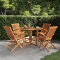 vidaXL Set de comedor de jardín plegable 5 pzas madera maciza de teca vidaXL Set de comedor de jardín plegable 5 pzas madera maciza de teca
