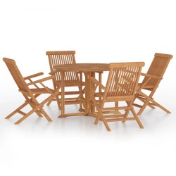 vidaXL Set de comedor de jardín plegable 5 pzas madera maciza de teca