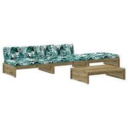 vidaXL Juego de muebles jardín 4 pzas y cojines madera pino impregnada