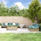 vidaXL Juego de muebles jardín 6 pzas y cojines madera pino impregnada vidaXL Juego de muebles jardín 6 pzas y cojines madera pino impregnada