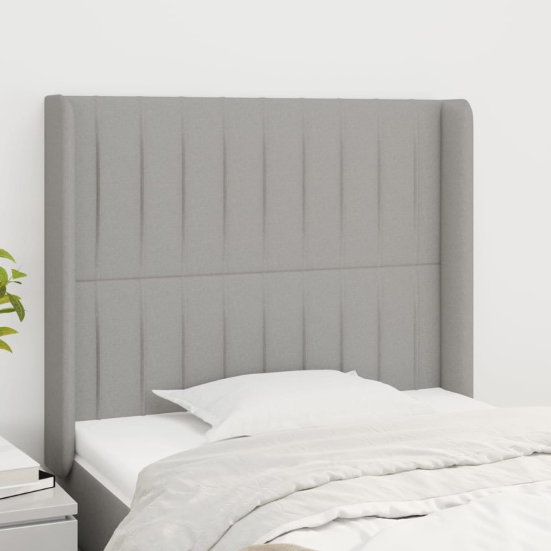 vidaXL Cabecero con orejas de tela gris claro 103x16x118/128 cm vidaXL Cabecero con orejas de tela gris claro 103x16x118/128 cm