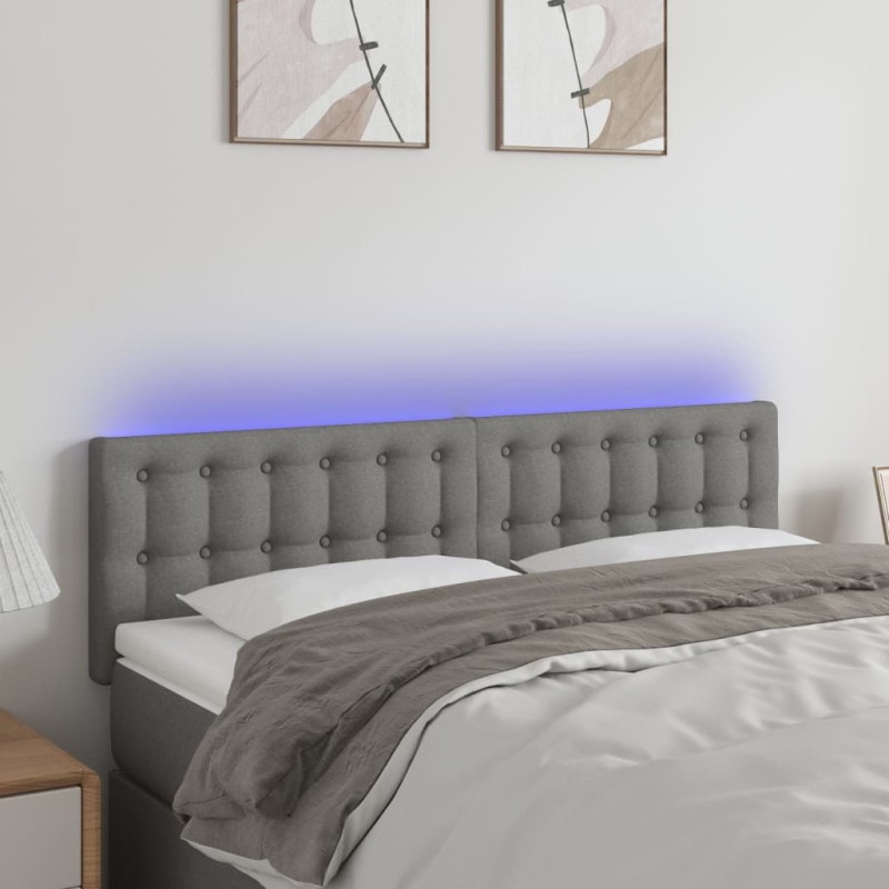 vidaXL Cabecero con LED de tela gris oscuro 144x5x78/88 cm vidaXL Cabecero con LED de tela gris oscuro 144x5x78/88 cm
