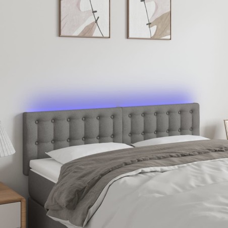 vidaXL Cabecero con LED de tela gris oscuro 144x5x78/88 cm