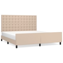 vidaXL Estructura de cama cabecero cuero sintético capuchino 180x200cm