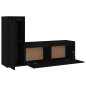 vidaXL Muebles para TV 2 piezas madera maciza de pino negro vidaXL Muebles para TV 2 piezas madera maciza de pino negro