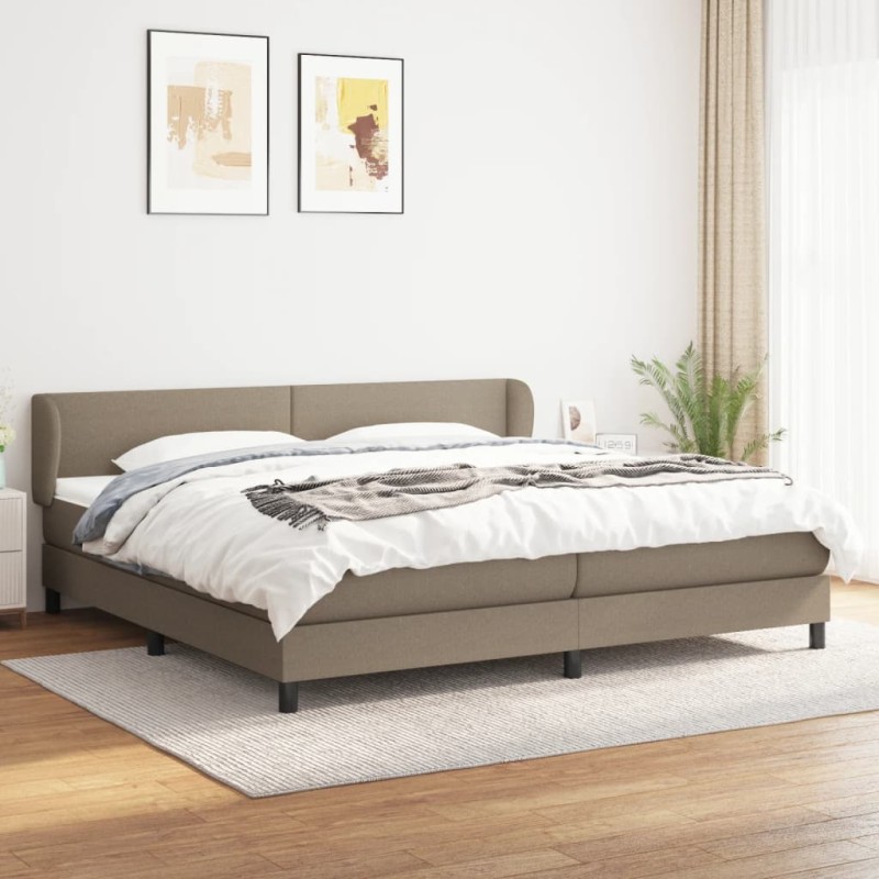 vidaXL Cama box spring con colchón tela gris taupe 200x200 cm vidaXL Cama box spring con colchón tela gris taupe 200x200 cm