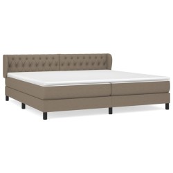 vidaXL Cama box spring con colchón tela gris taupe 200x200 cm