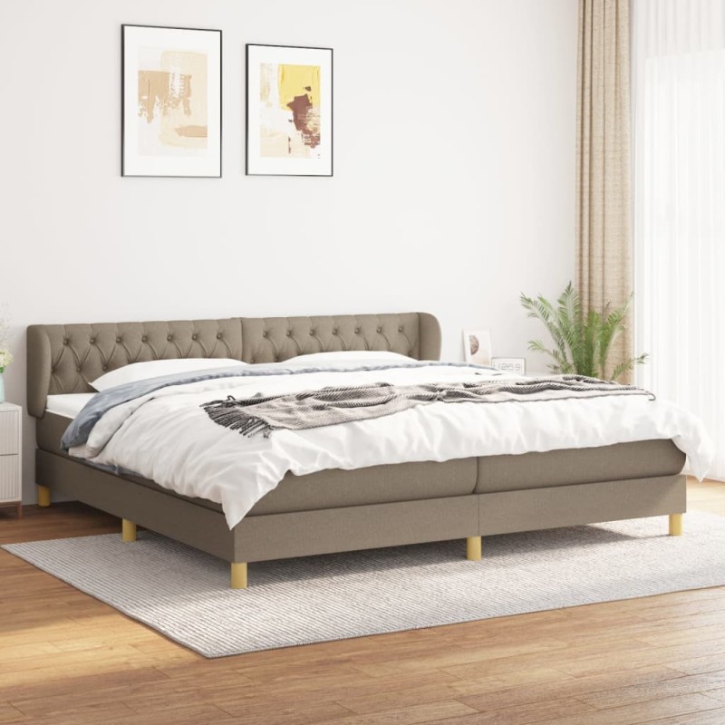 vidaXL Cama box spring con colchón tela gris taupe 200x200 cm vidaXL Cama box spring con colchón tela gris taupe 200x200 cm