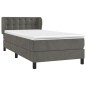vidaXL Cama box spring con colchón terciopelo gris oscuro 100x200 cm vidaXL Cama box spring con colchón terciopelo gris oscuro 100x200 cm
