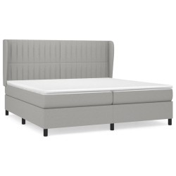vidaXL Cama box spring con colchón tela gris claro 200x200 cm