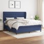 vidaXL Cama box spring con colchón tela azul 180x200 cm vidaXL Cama box spring con colchón tela azul 180x200 cm