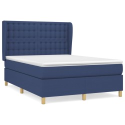 vidaXL Cama box spring con colchón tela azul 140x200 cm