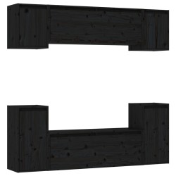 vidaXL Muebles para TV 6 piezas madera maciza de pino negro