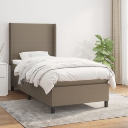 vidaXL Cama box spring con colchón tela gris taupe 100x200 cm