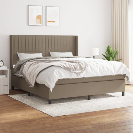 vidaXL Cama box spring con colchón tela gris taupe 180x200 cm