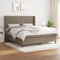 vidaXL Cama box spring con colchón tela gris taupe 180x200 cm