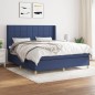 vidaXL Cama box spring con colchón tela azul 160x200 cm vidaXL Cama box spring con colchón tela azul 160x200 cm