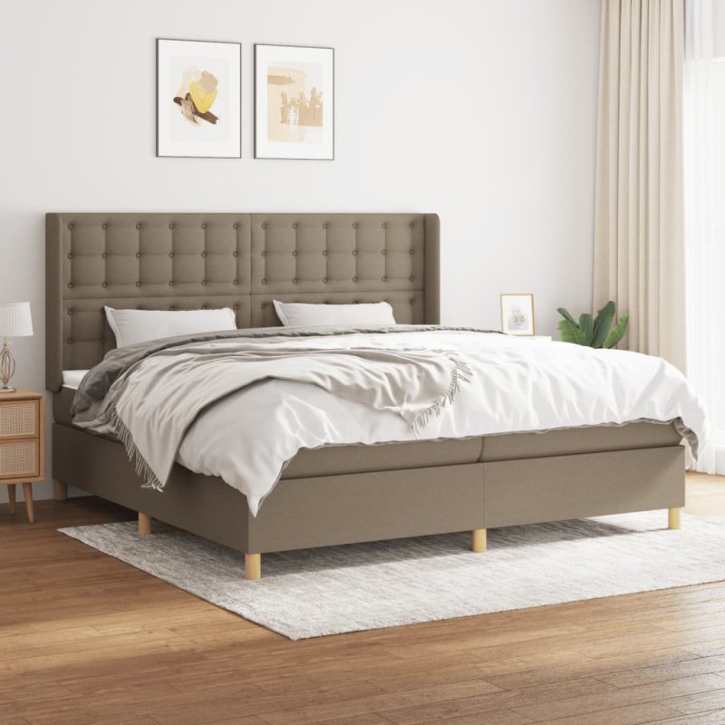 vidaXL Cama box spring con colchón tela gris taupe 200x200 cm vidaXL Cama box spring con colchón tela gris taupe 200x200 cm