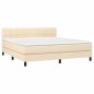 vidaXL Cama box spring colchón y luces LED tela crema 180x200 cm vidaXL Cama box spring colchón y luces LED tela crema 180x200 cm