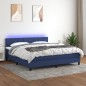 vidaXL Cama box spring colchón y luces LED tela azul 160x200 cm vidaXL Cama box spring colchón y luces LED tela azul 160x200 cm