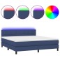 vidaXL Cama box spring colchón y luces LED tela azul 160x200 cm vidaXL Cama box spring colchón y luces LED tela azul 160x200 cm