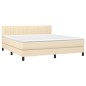 vidaXL Cama box spring colchón y luces LED tela crema 160x200 cm vidaXL Cama box spring colchón y luces LED tela crema 160x200 cm