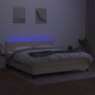 vidaXL Cama box spring colchón y luces LED tela crema 160x200 cm vidaXL Cama box spring colchón y luces LED tela crema 160x200 cm