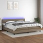 vidaXL Cama box spring colchón y luces LED tela gris taupe 200x200 cm vidaXL Cama box spring colchón y luces LED tela gris taupe 200x200 cm