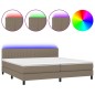 vidaXL Cama box spring colchón y luces LED tela gris taupe 200x200 cm vidaXL Cama box spring colchón y luces LED tela gris taupe 200x200 cm