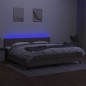vidaXL Cama box spring colchón y luces LED tela gris taupe 200x200 cm vidaXL Cama box spring colchón y luces LED tela gris taupe 200x200 cm