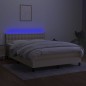vidaXL Cama box spring colchón y luces LED tela crema 140x190 cm vidaXL Cama box spring colchón y luces LED tela crema 140x190 cm