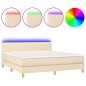 vidaXL Cama box spring con colchón y LED tela crema 180x200 cm vidaXL Cama box spring con colchón y LED tela crema 180x200 cm