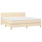 vidaXL Cama box spring con colchón y LED tela crema 180x200 cm vidaXL Cama box spring con colchón y LED tela crema 180x200 cm