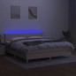 vidaXL Cama box spring con colchón y LED tela crema 180x200 cm vidaXL Cama box spring con colchón y LED tela crema 180x200 cm