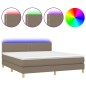 vidaXL Cama box spring con colchón LED tela gris taupe 160x200 cm vidaXL Cama box spring con colchón LED tela gris taupe 160x200 cm
