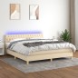 vidaXL Cama box spring con colchón y LED tela crema 180x200 cm vidaXL Cama box spring con colchón y LED tela crema 180x200 cm