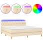 vidaXL Cama box spring con colchón y LED tela crema 180x200 cm vidaXL Cama box spring con colchón y LED tela crema 180x200 cm