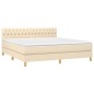 vidaXL Cama box spring con colchón y LED tela crema 180x200 cm vidaXL Cama box spring con colchón y LED tela crema 180x200 cm