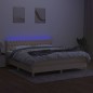 vidaXL Cama box spring con colchón y LED tela crema 180x200 cm vidaXL Cama box spring con colchón y LED tela crema 180x200 cm