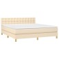 vidaXL Cama box spring con colchón y LED tela crema 180x200 cm vidaXL Cama box spring con colchón y LED tela crema 180x200 cm