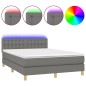 vidaXL Cama box spring colchón y luces LED tela gris oscuro 140x190 cm vidaXL Cama box spring colchón y luces LED tela gris oscuro 140x190 cm