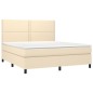 vidaXL Cama box spring colchón y luces LED tela crema 180x200 cm