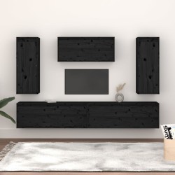 vidaXL Muebles para TV 5 piezas madera maciza de pino negro