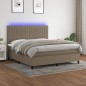 vidaXL Cama box spring colchón y luces LED tela gris taupe 180x200 cm vidaXL Cama box spring colchón y luces LED tela gris taupe 180x200 cm