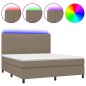 vidaXL Cama box spring colchón y luces LED tela gris taupe 180x200 cm vidaXL Cama box spring colchón y luces LED tela gris taupe 180x200 cm