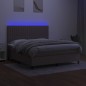 vidaXL Cama box spring colchón y luces LED tela gris taupe 180x200 cm vidaXL Cama box spring colchón y luces LED tela gris taupe 180x200 cm